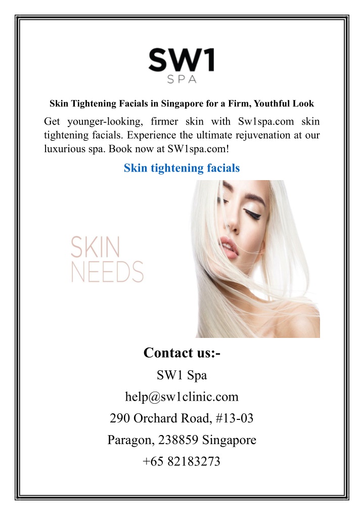 skin tightening facials in singapore for a firm