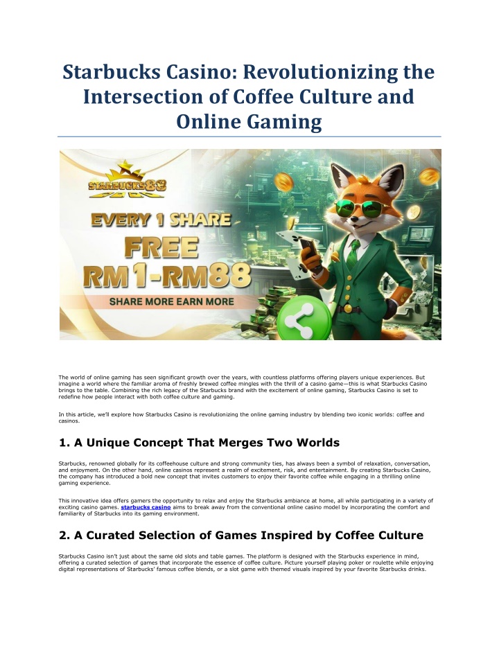 starbucks casino revolutionizing the intersection