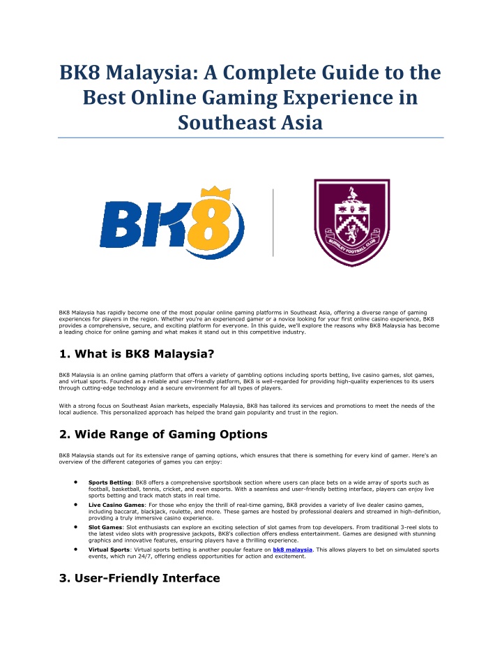 bk8 malaysia a complete guide to the best online