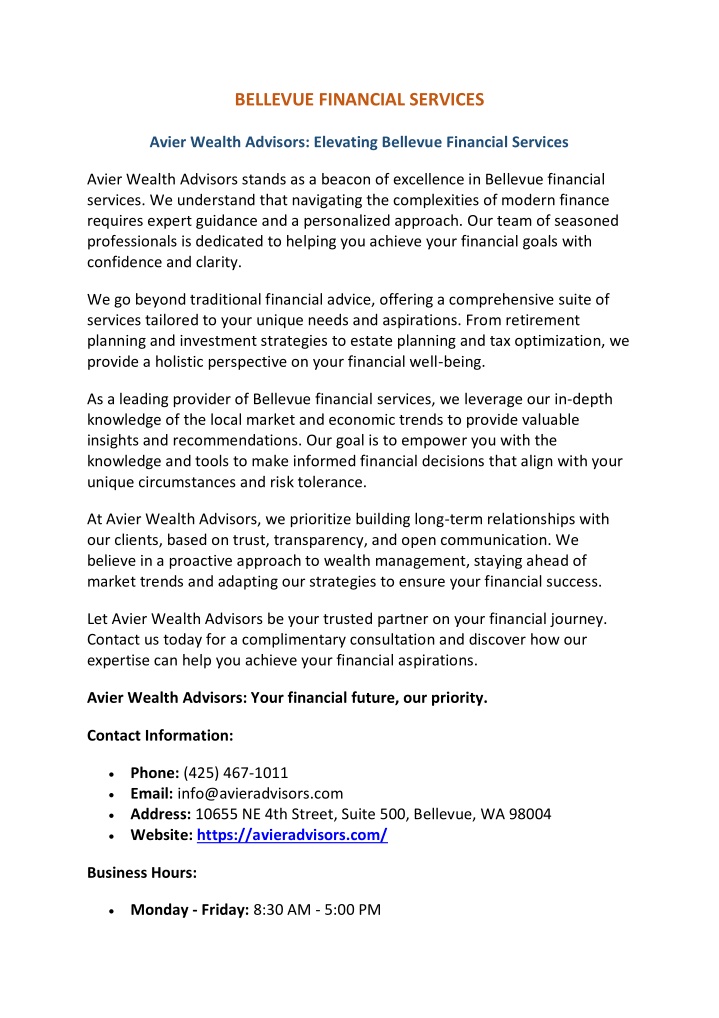 bellevue financial services