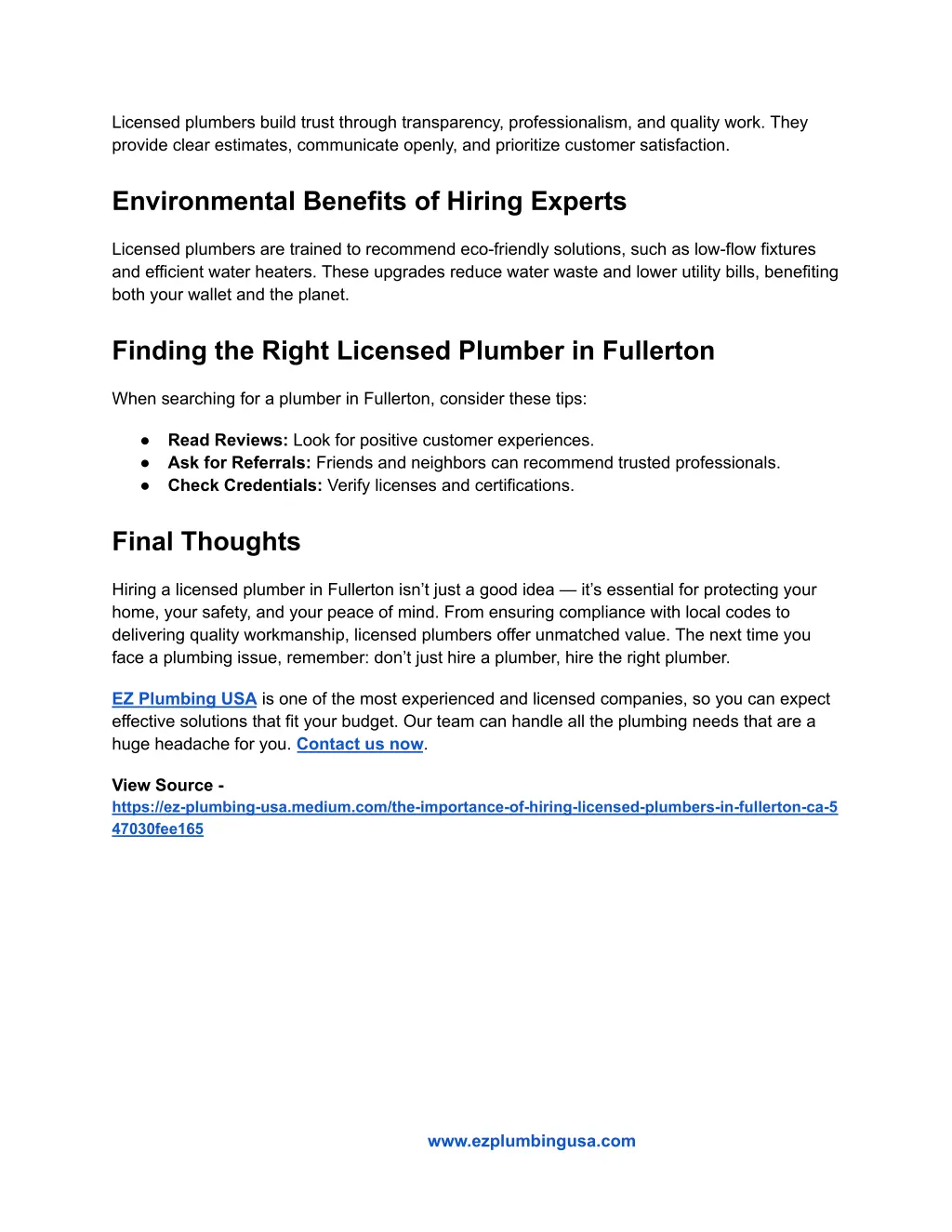 licensed plumbers build trust through