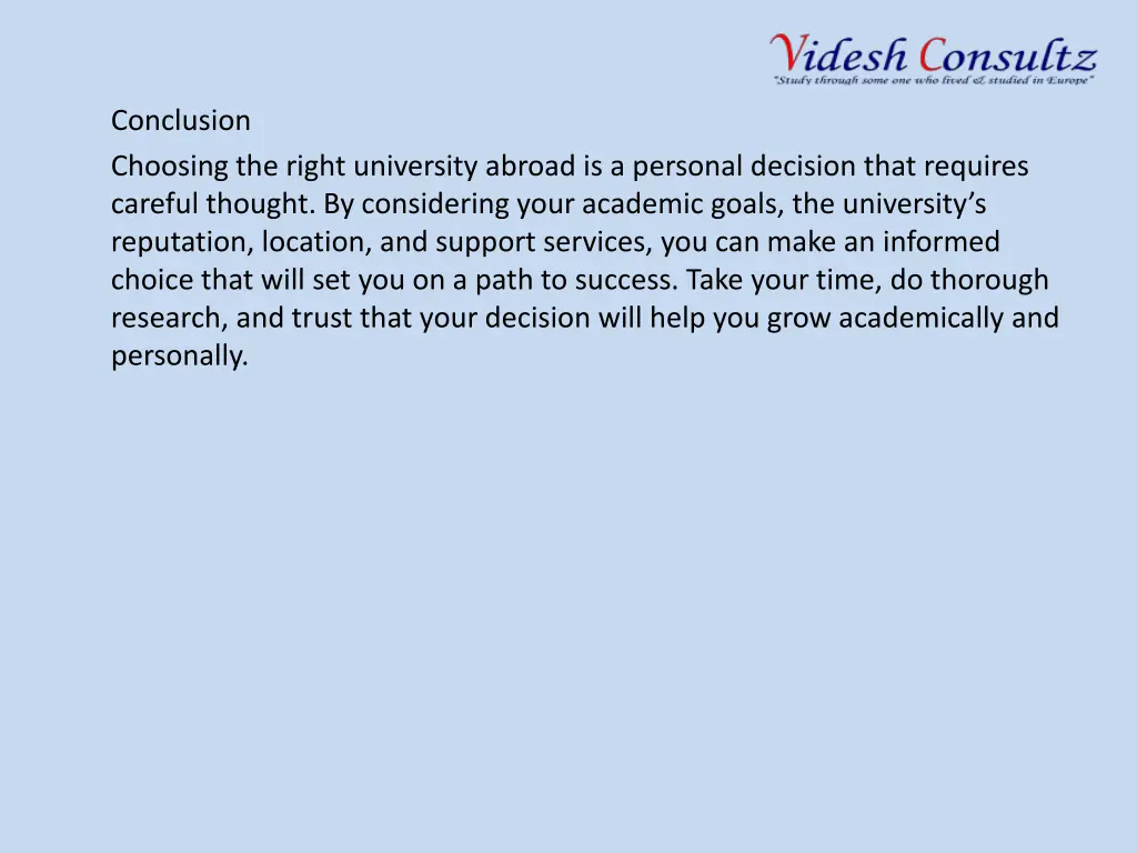 conclusion choosing the right university abroad