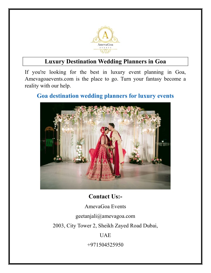 luxury destination wedding planners in goa