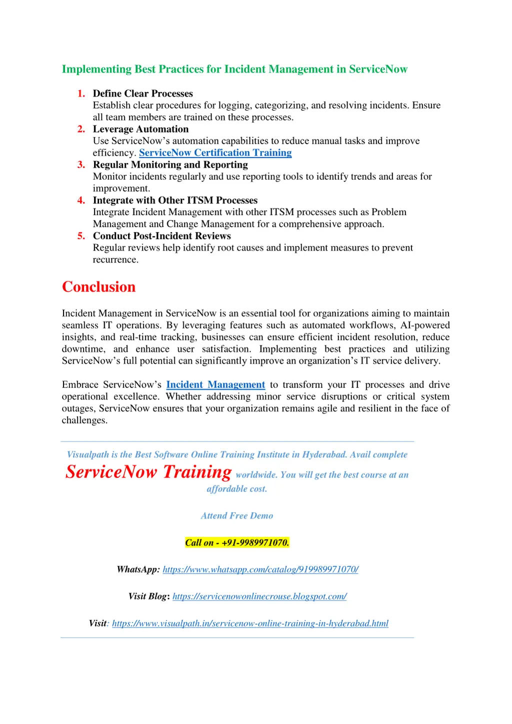 implementing best practices for incident