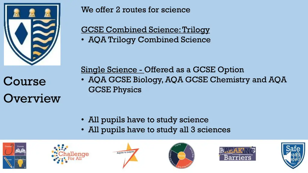 we offer 2 routes for science