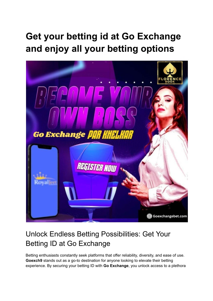 get your betting id at go exchange and enjoy