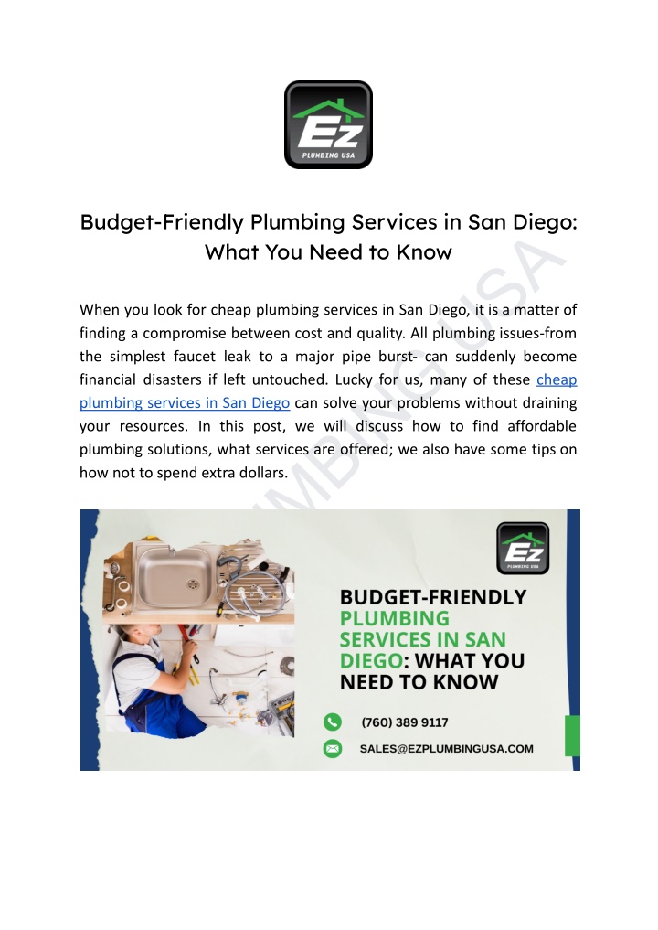 budget friendly plumbing services in san diego