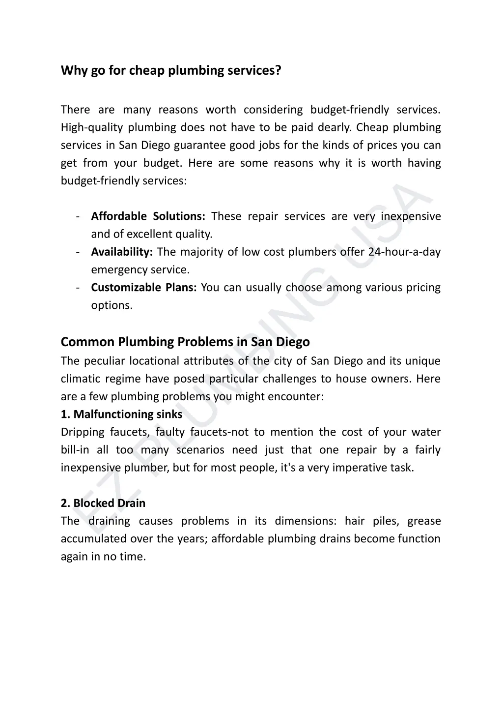 why go for cheap plumbing services there are many