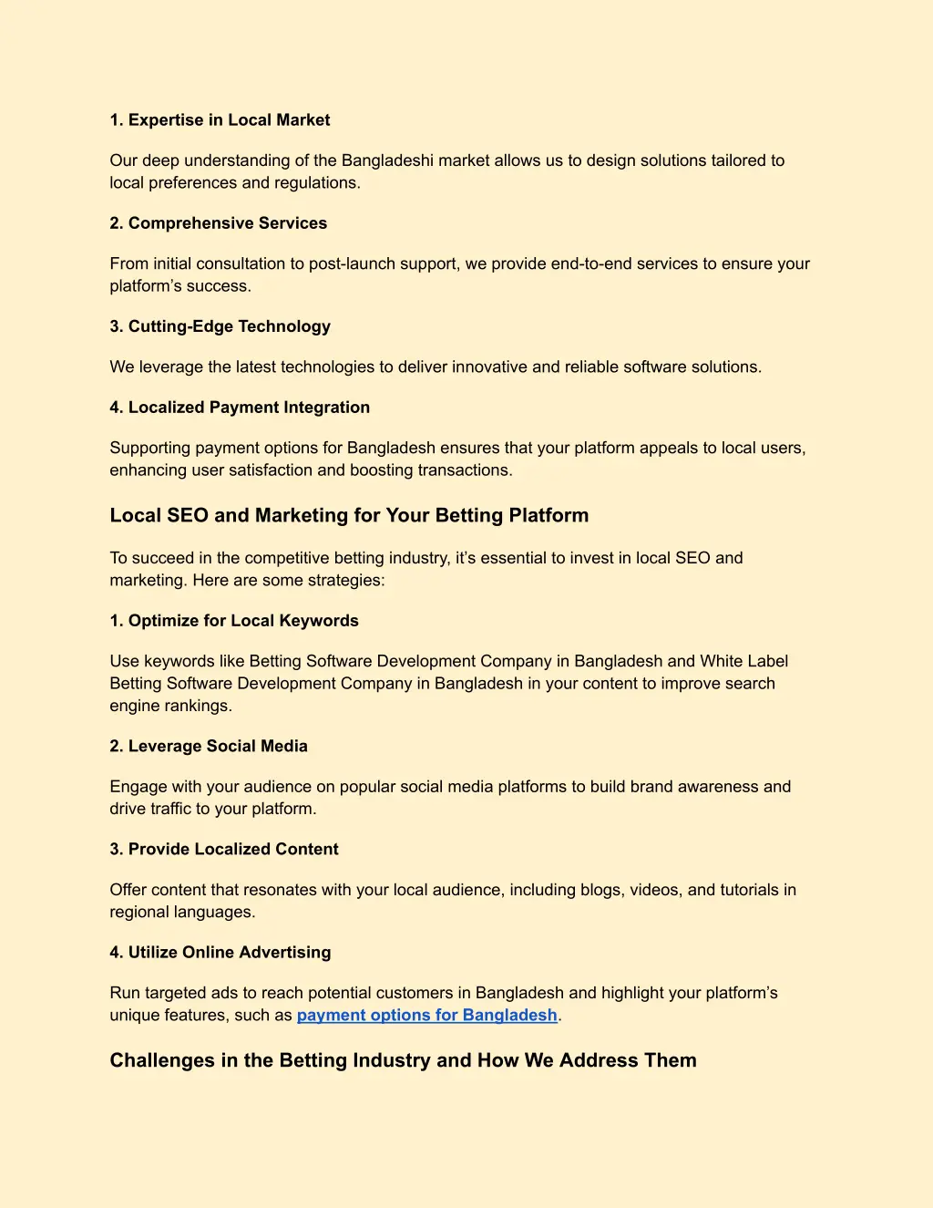 1 expertise in local market