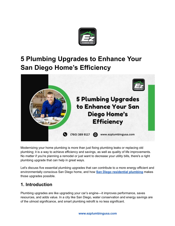 5 plumbing upgrades to enhance your san diego