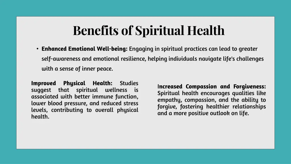 benefits of spiritual health