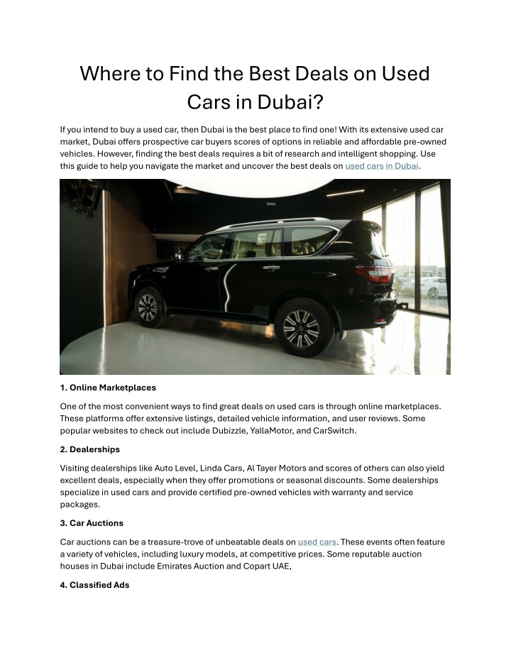 where to find the best deals on used cars in dubai