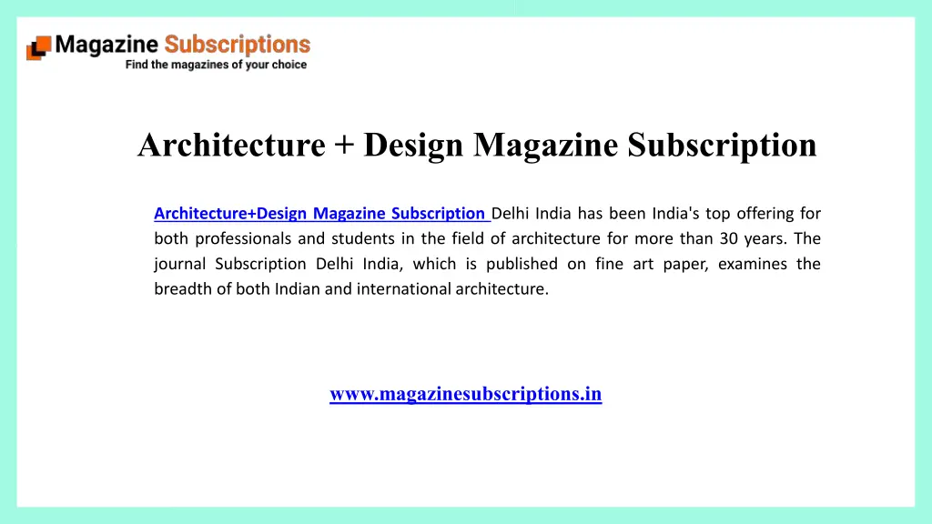 architecture design magazine subscription