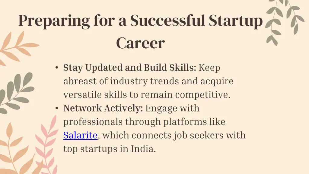 preparing for a successful startup career
