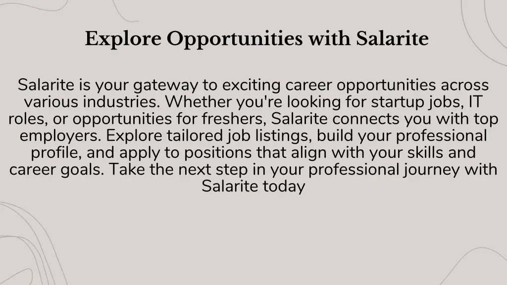 explore opportunities with salarite