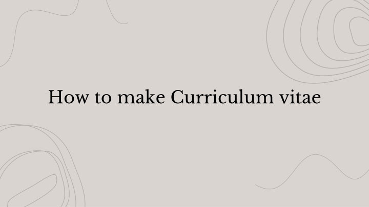 how to make curriculum vitae