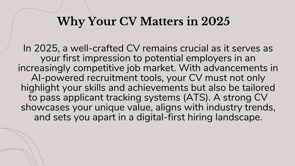 why your cv matters in 2025