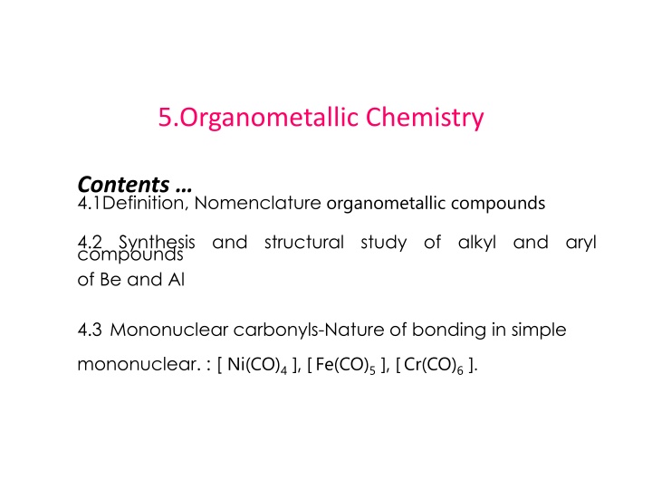 5 organometallic chemistry