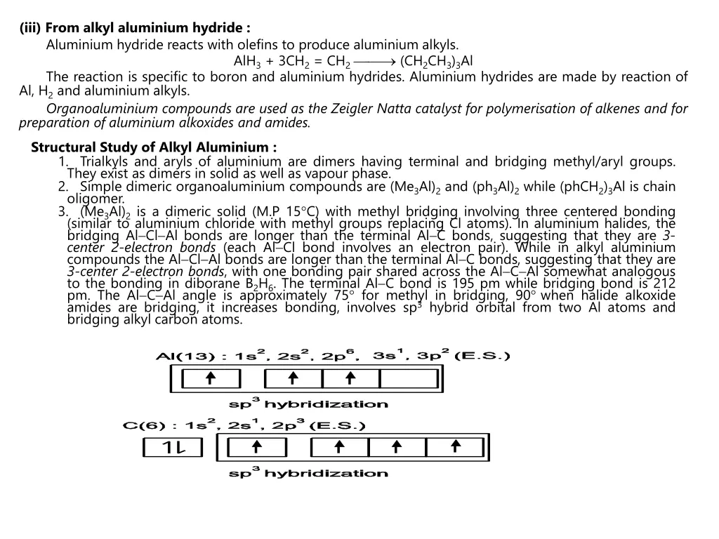 iii from alkyl aluminium hydride aluminium 1