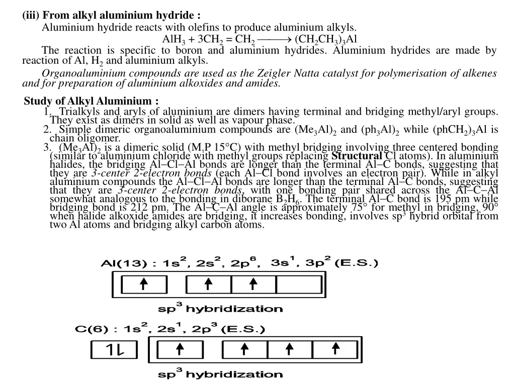 iii from alkyl aluminium hydride aluminium