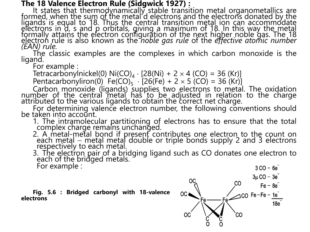 the 18 valence electron rule sidgwick 1927