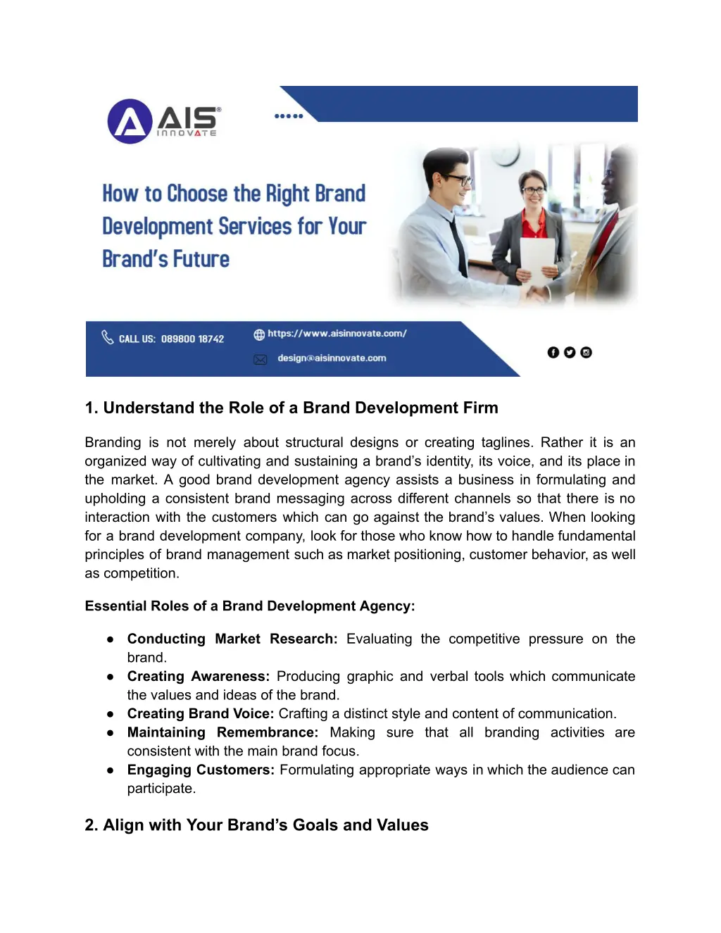 1 understand the role of a brand development firm