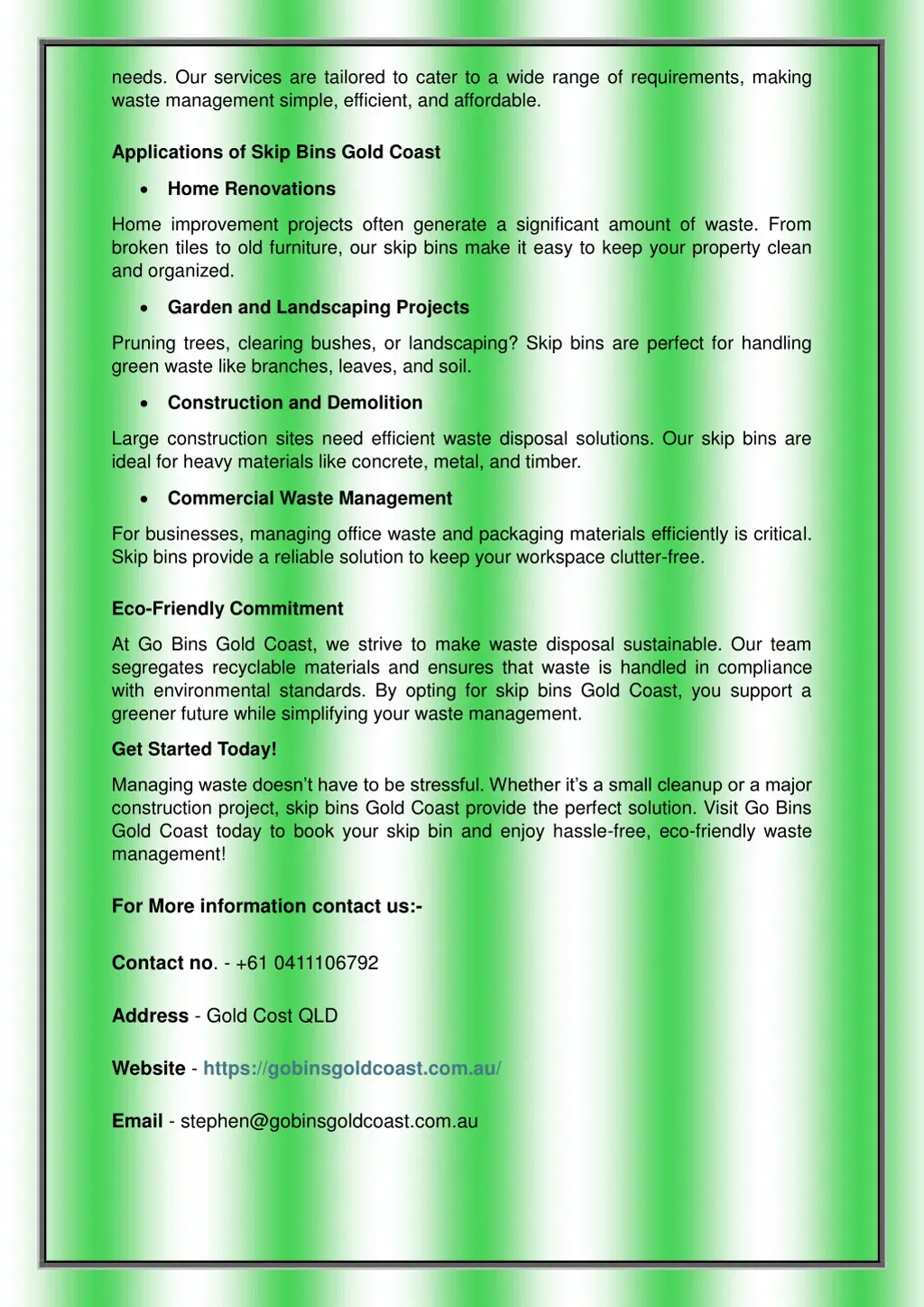 needs our services are tailored to cater