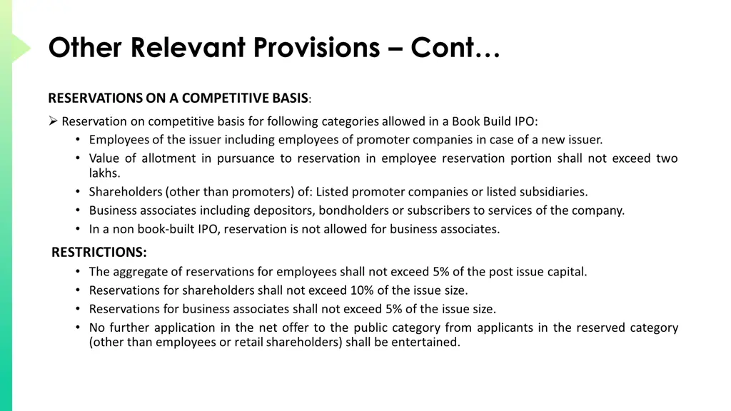 other relevant provisions cont