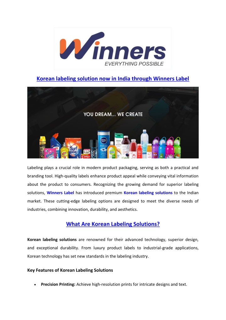 korean labeling solution now in india through