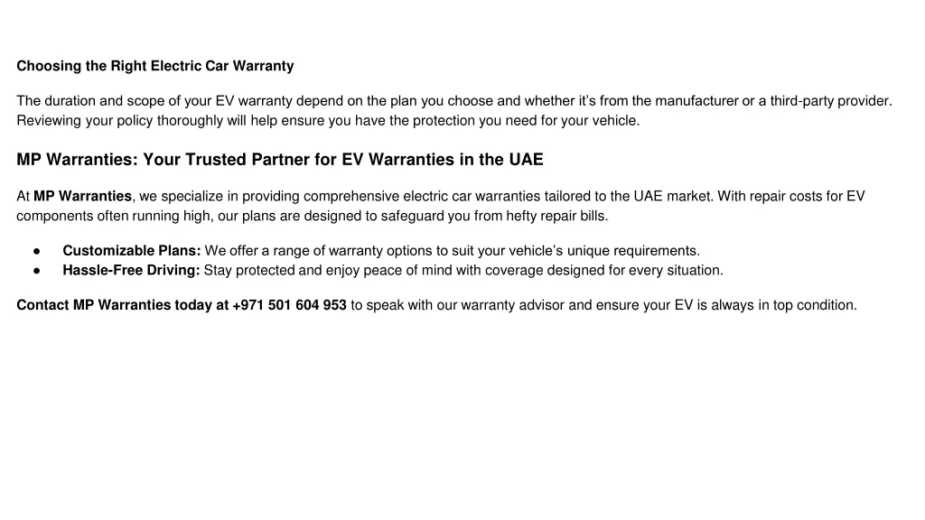 choosing the right electric car warranty