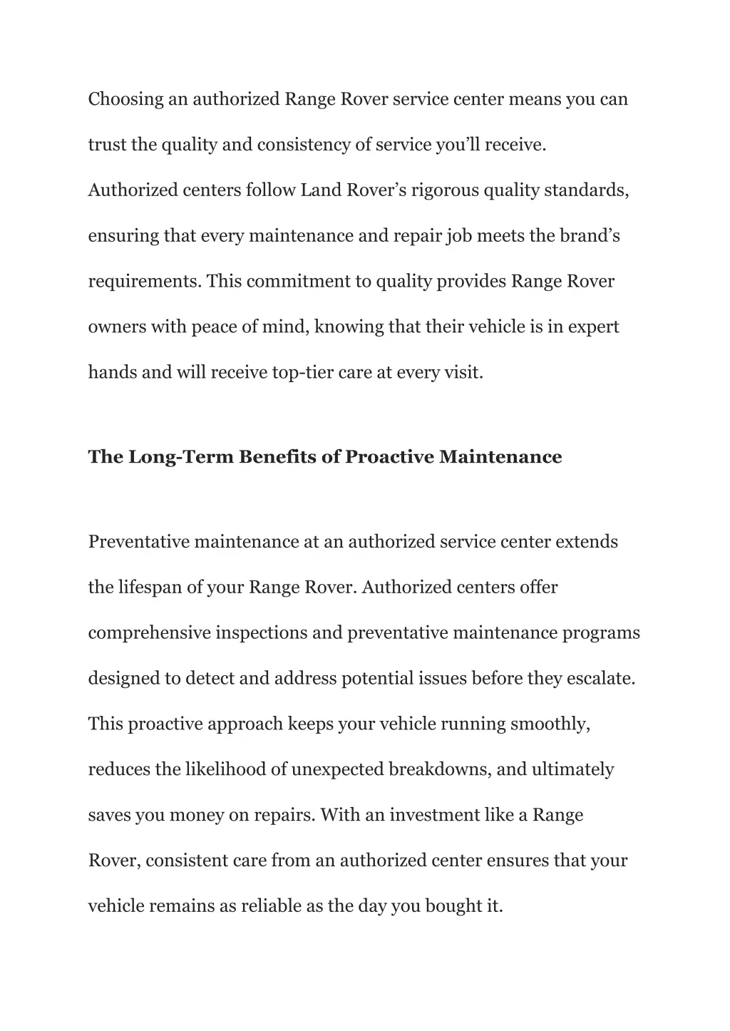 choosing an authorized range rover service center