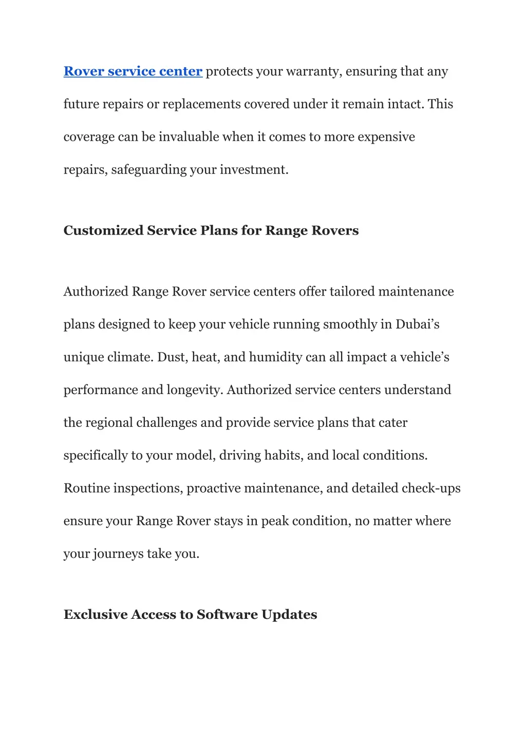 rover service center protects your warranty