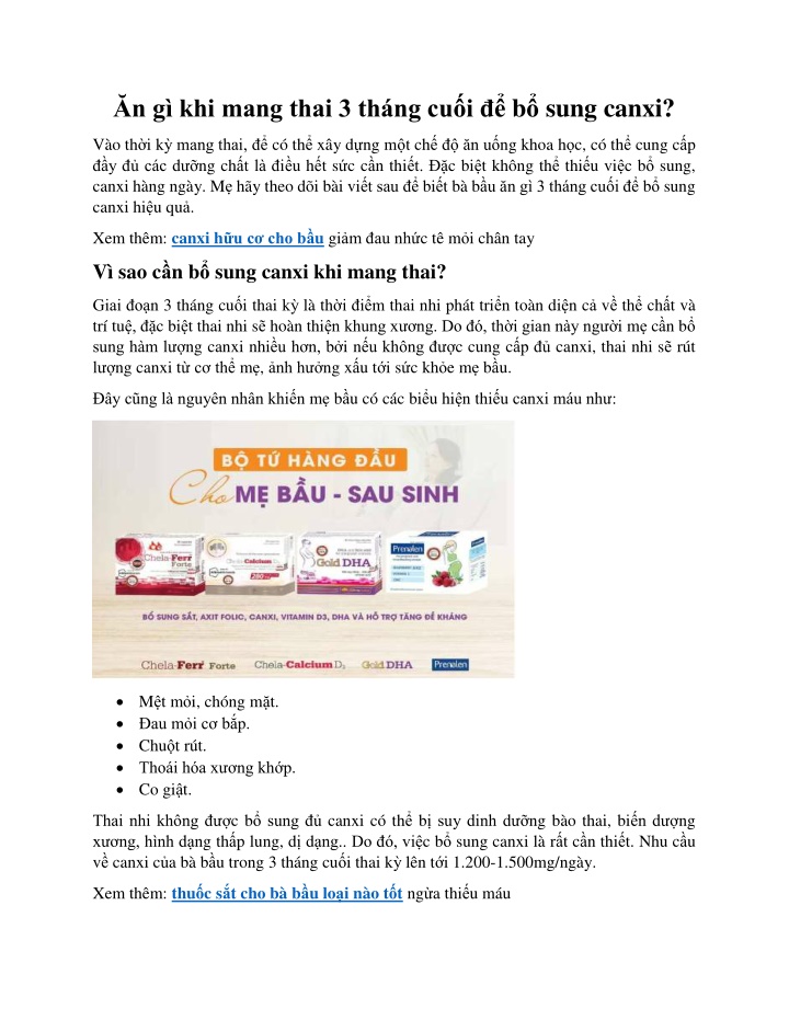 n g khi mang thai 3 th ng cu i b sung canxi