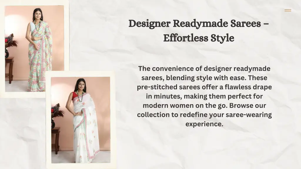 designer readymade sarees effortless style
