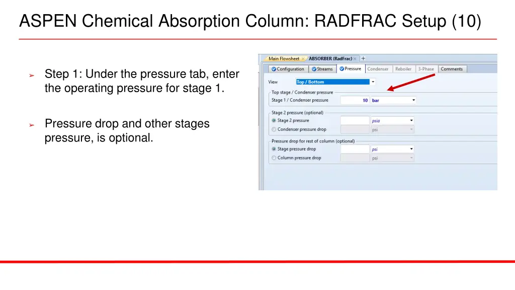 aspen chemical absorption column radfrac setup 10