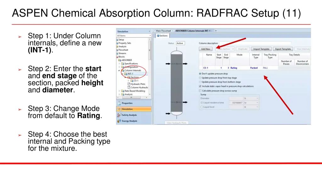 aspen chemical absorption column radfrac setup 11