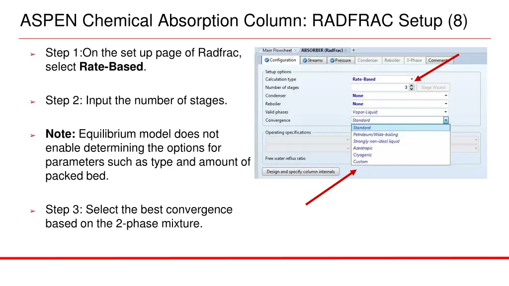 aspen chemical absorption column radfrac setup 8