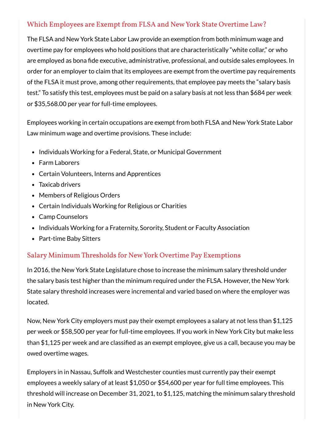 which employees are exempt from flsa and new york