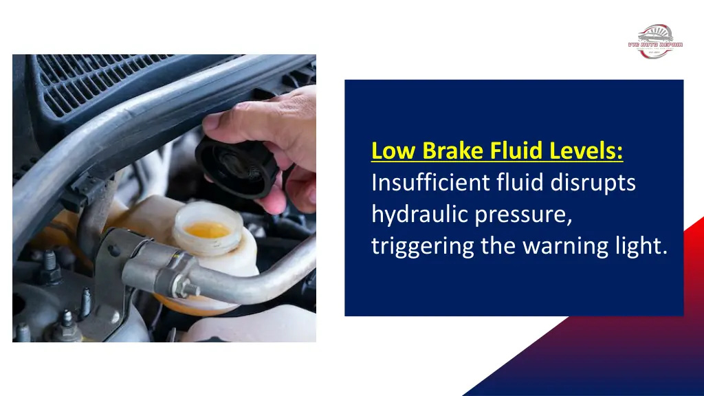 low brake fluid levels insufficient fluid