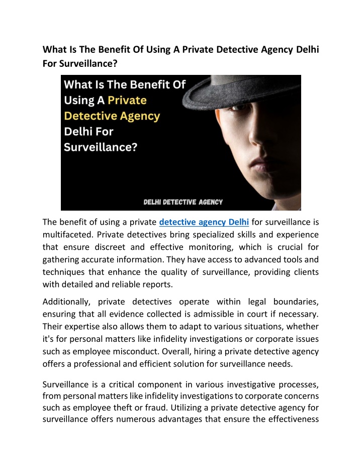 what is the benefit of using a private detective