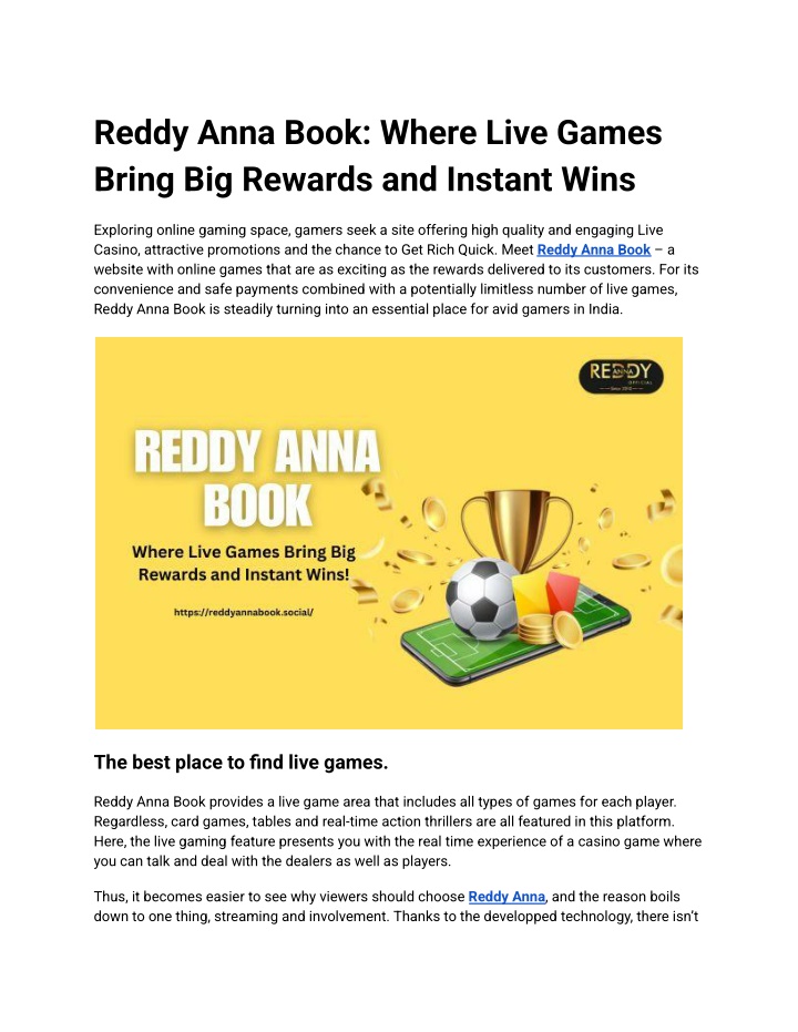 reddy anna book where live games bring