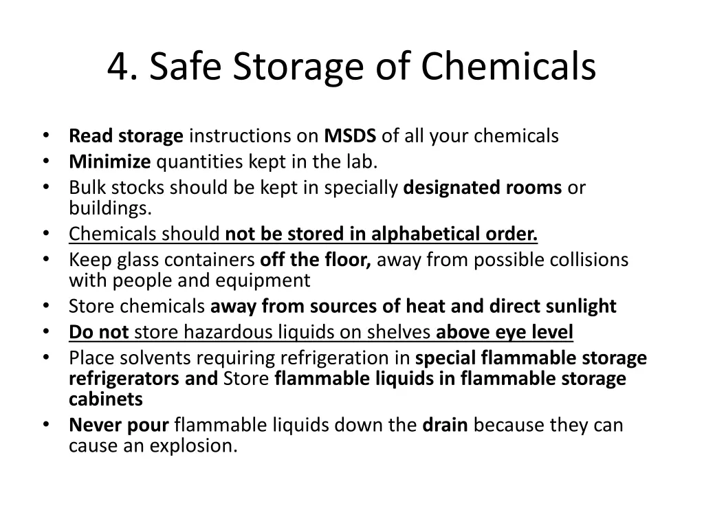 4 safe storage of chemicals