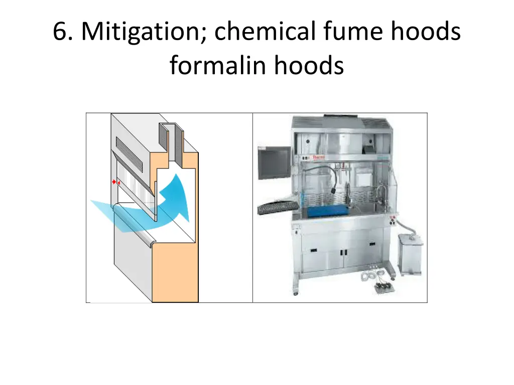 6 mitigation chemical fume hoods formalin hoods
