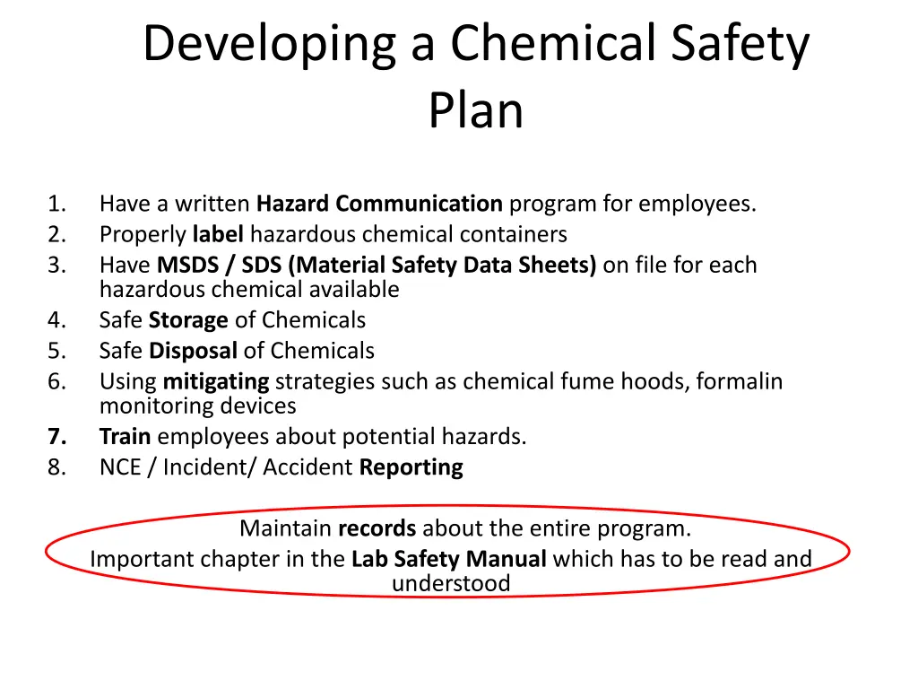 developing a chemical safety plan