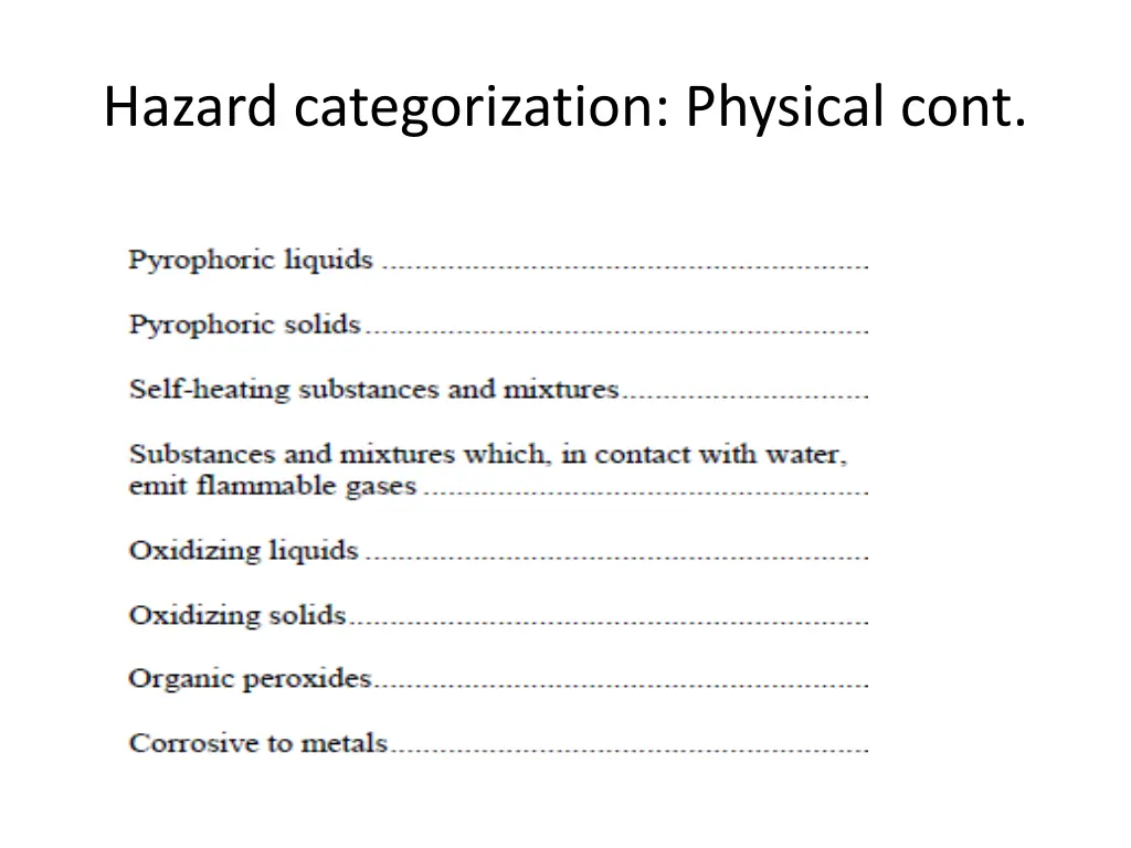 hazard categorization physical cont