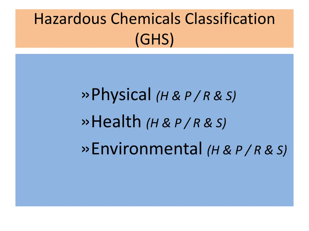 hazardous chemicals classification ghs