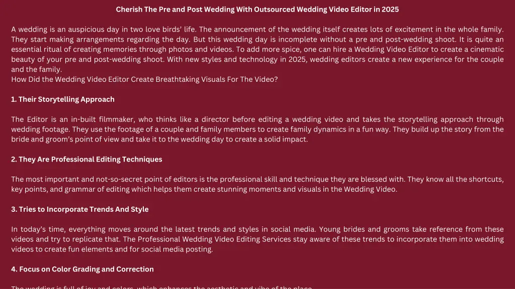 cherish the pre and post wedding with outsourced
