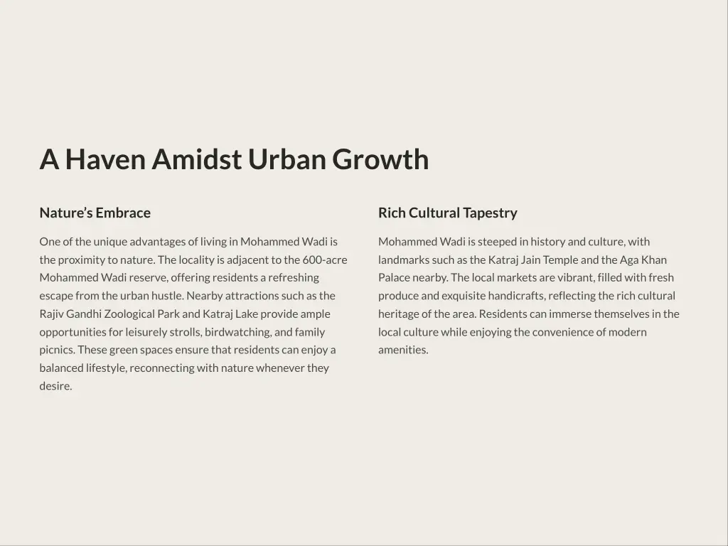 a haven amidst urban growth