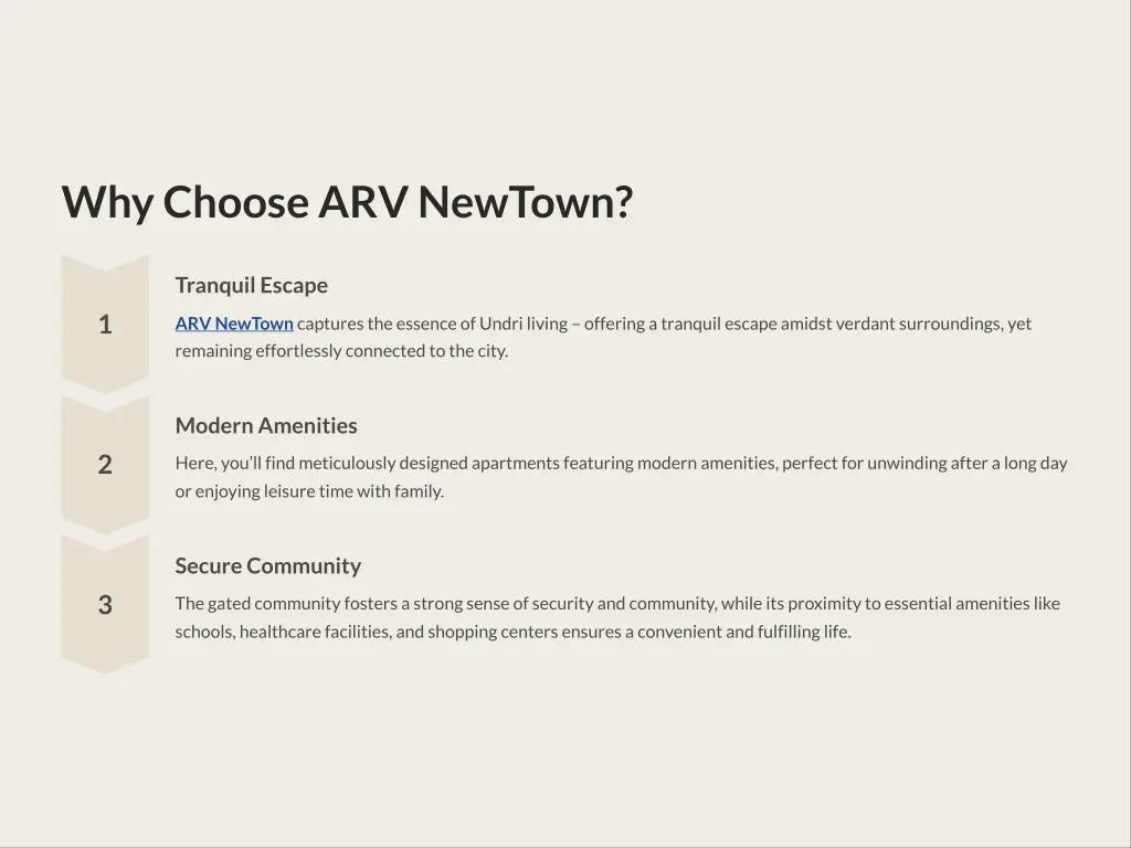why choose arv newtown
