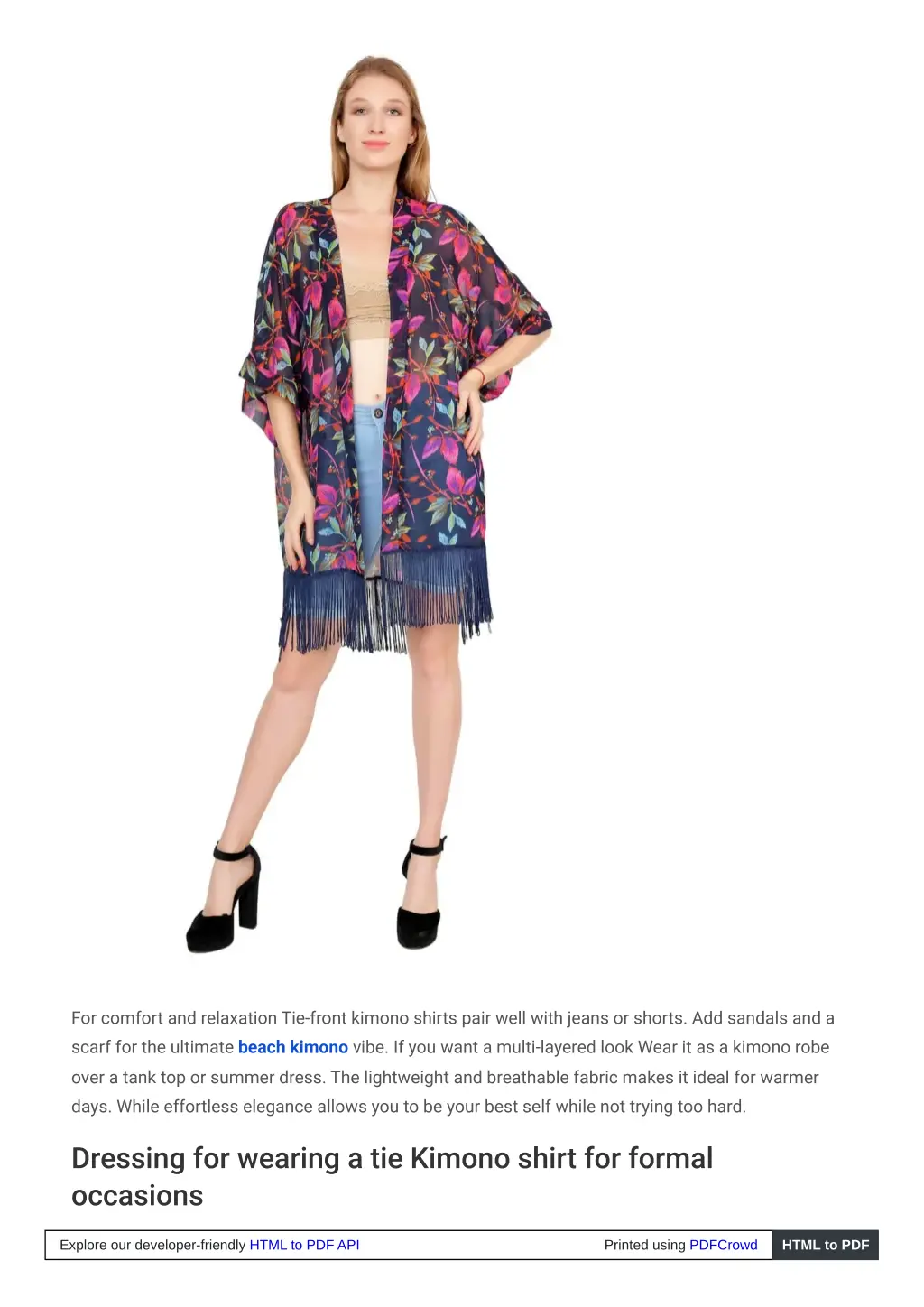 for comfort and relaxation tie front kimono